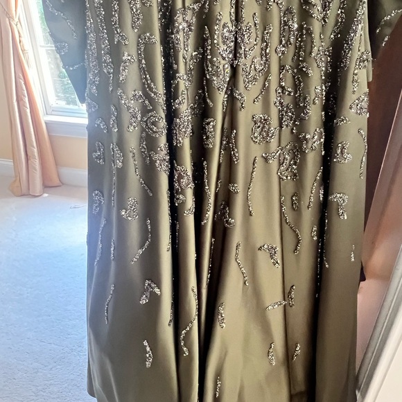 Olive Green Beaded Formal Gown - Picture 7 of 8